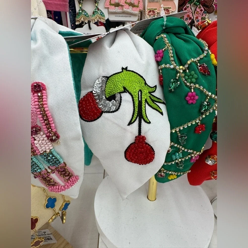 Handmade grinch themed headband